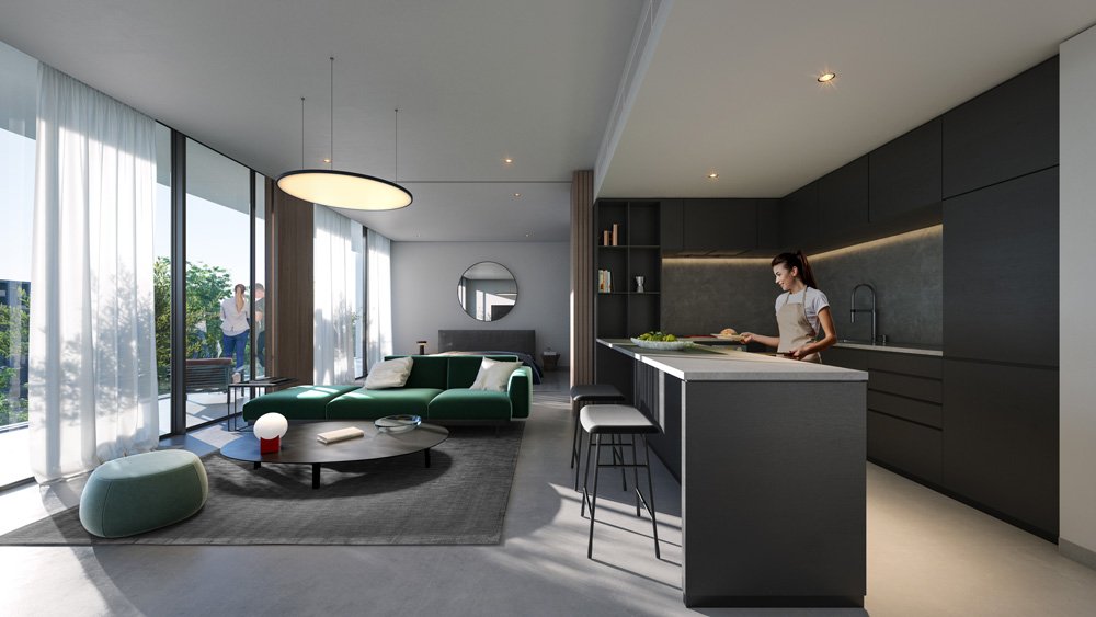 1bed-Living-kitchen - il Teatro Residences